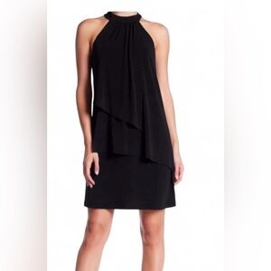 Vince Camuto Black Halter Layered Cocktail Dress Size Small